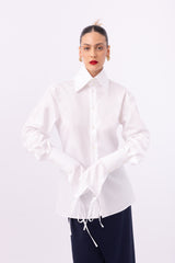Camicia con stringhe bianca popeline cotone made in Puglia All Hours