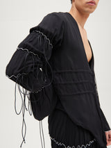 Blusa stringata nera con lacci genderless All Hours Made in Puglia