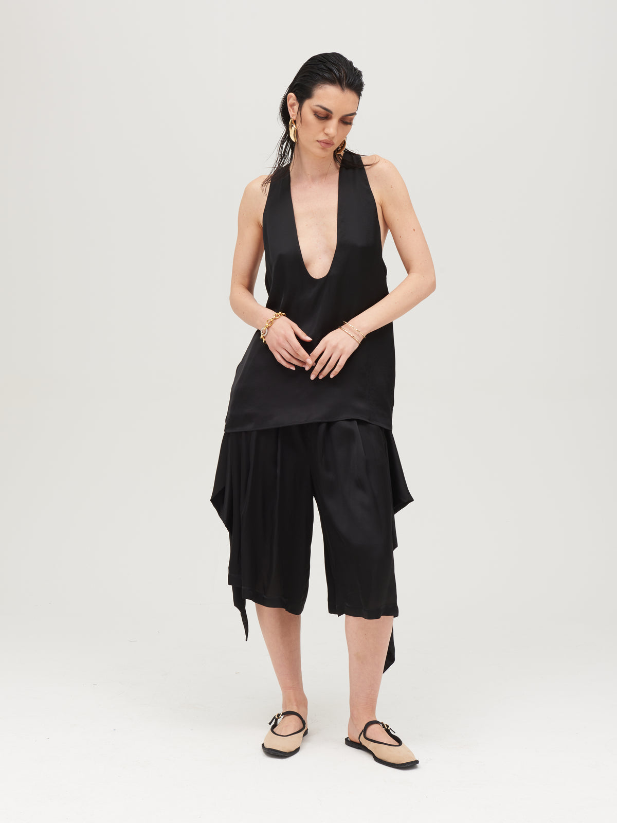 Canotta satin black nera genderless All Hours Made in Puglia
