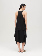 Canotta satin black dettaglio tessuto raso premium