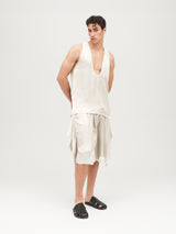 Canotta satin ivory vestibilità regolare design contemporaneo