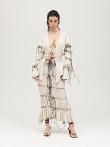 Gonna con stringhe ivory vestibilità personalizzabile design contemporaneo