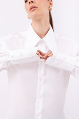 Camicia mini long collar bianca styling look raffinato