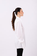 Camicia mini long collar bianca vestibilità regolare design contemporaneo