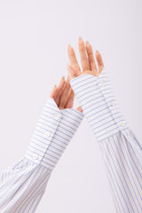 Camicia mini long collar righe dettaglio pattern a righe