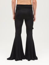 Leggings flare neri vestibilità aderente design contemporaneo