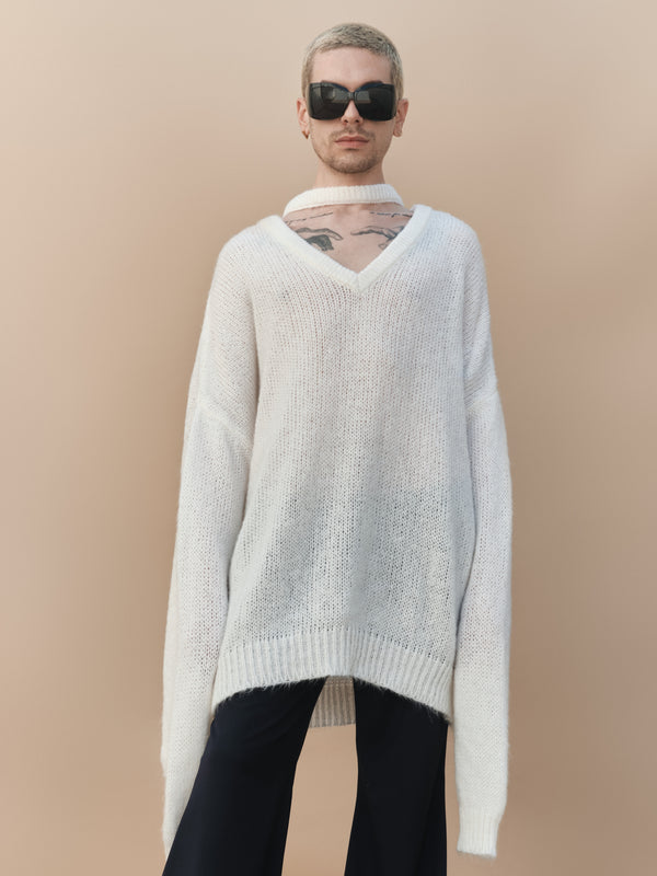 MAXI CUT OUT PULLOVER WHITE - GS54