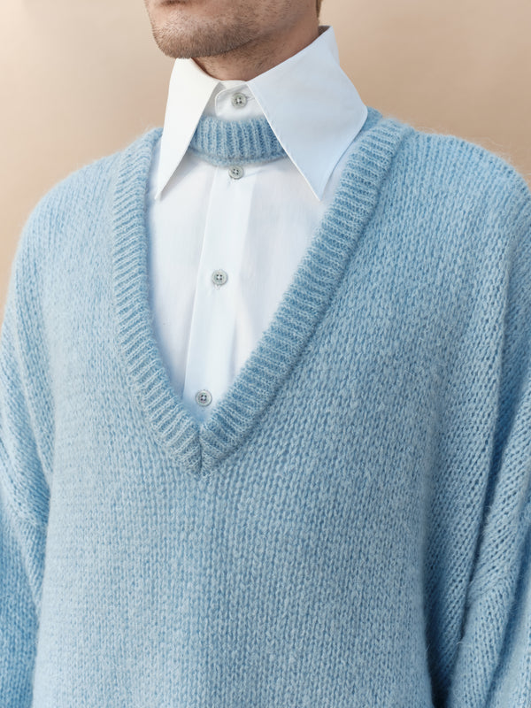 MAXI CUT OUT PULLOVER LIGHT BLUE - GS55