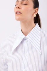 Camicia mini long collar righe vestibilità regolare design contemporaneo
