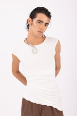 Top asimmetrico avorio genderless made in Puglia All Hours