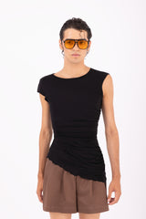 Top asimmetrico nero genderless made in Puglia All Hours