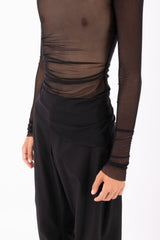 Mesh top nero dettaglio tessuto a rete design contemporaneo