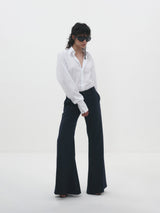 Camicia damascata bianca dettaglio tessuto jacquard premium