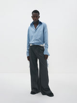 Pantalone oversize palace gessato grigio dettaglio pinstripe pattern premium