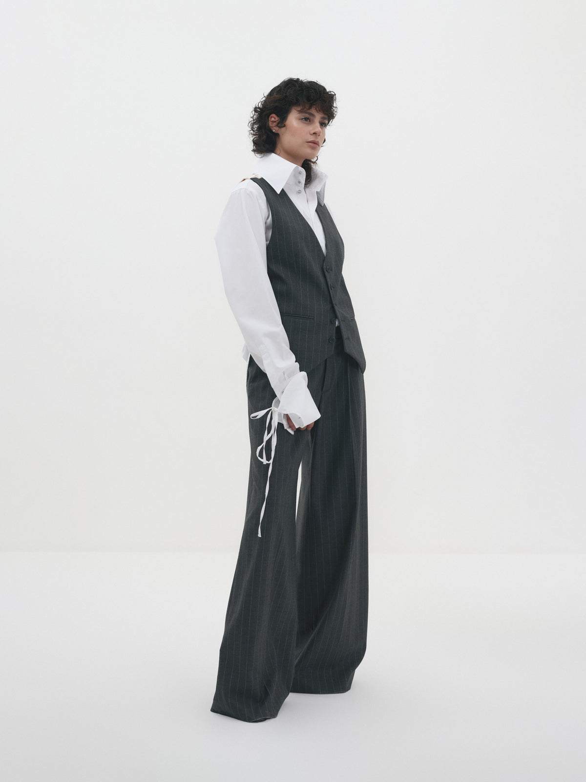 Pantalone oversize palace gessato grigio made in Puglia All Hours