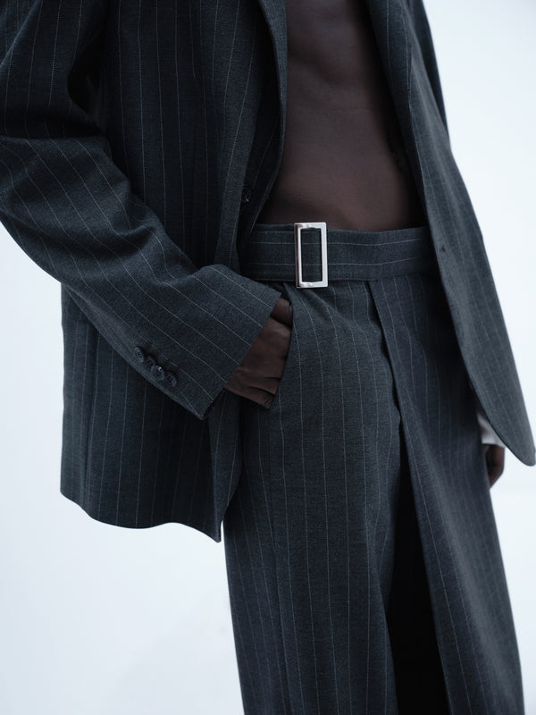 PANTS WITH PANEL PINSTRIPED GREY