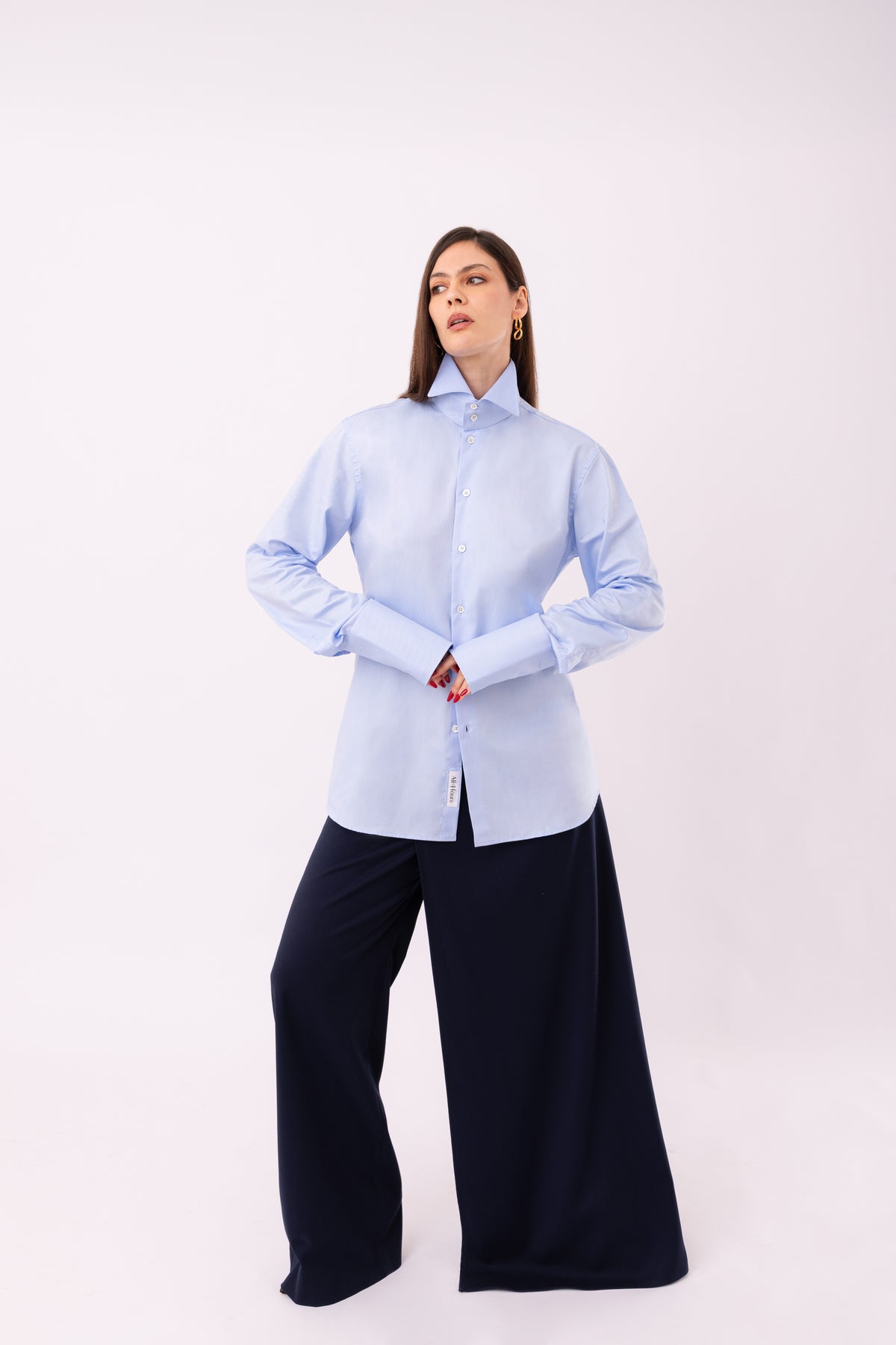 Camicia diplomatica azzurra vestibilità regolare design contemporaneo