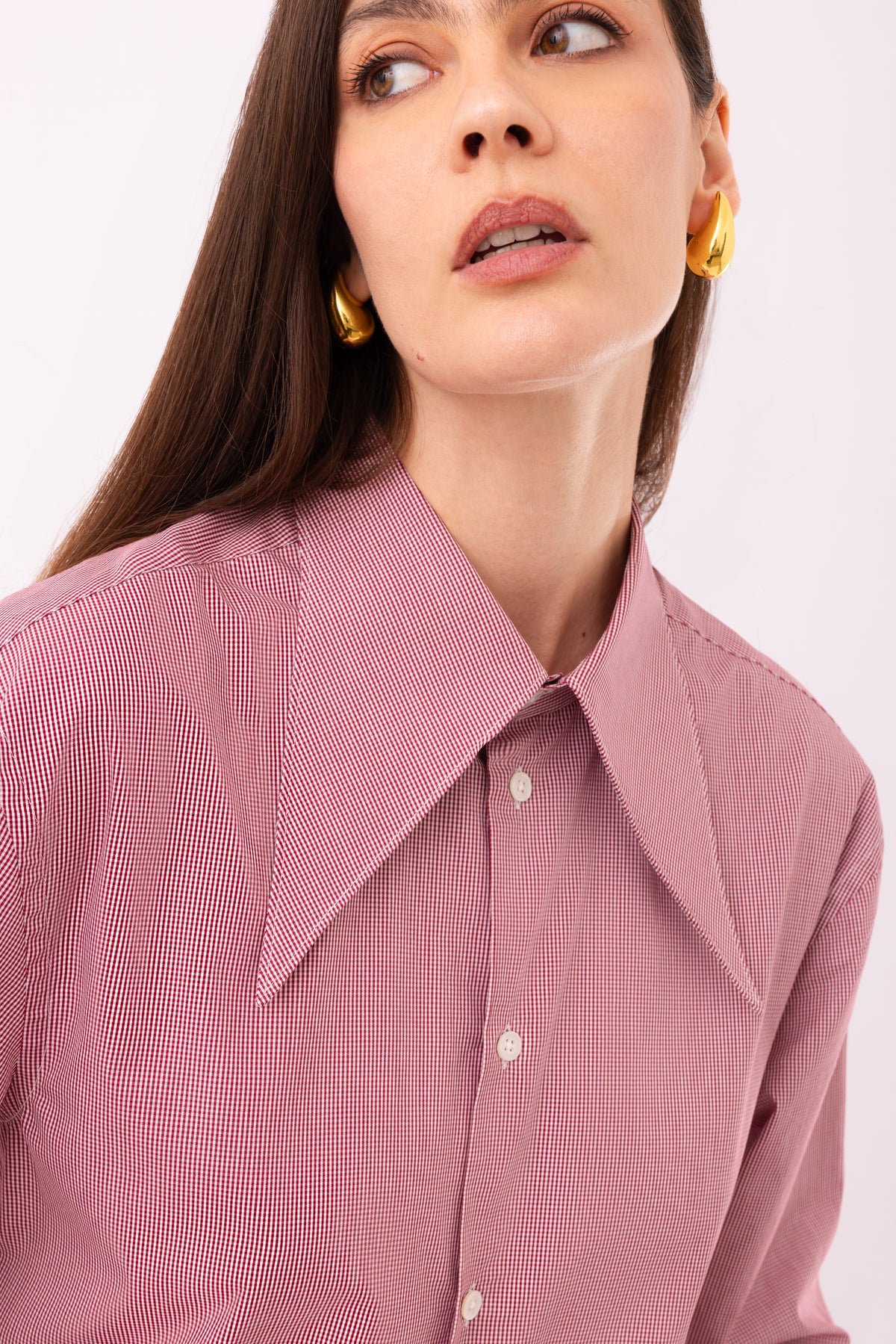 Camicia mini long collar vichy made in Puglia All Hours
