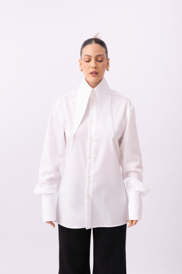 CHEMISE COL LONG BLANC -GS12