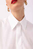 Camicia classica bianca dettaglio colletto bottoni madreperla