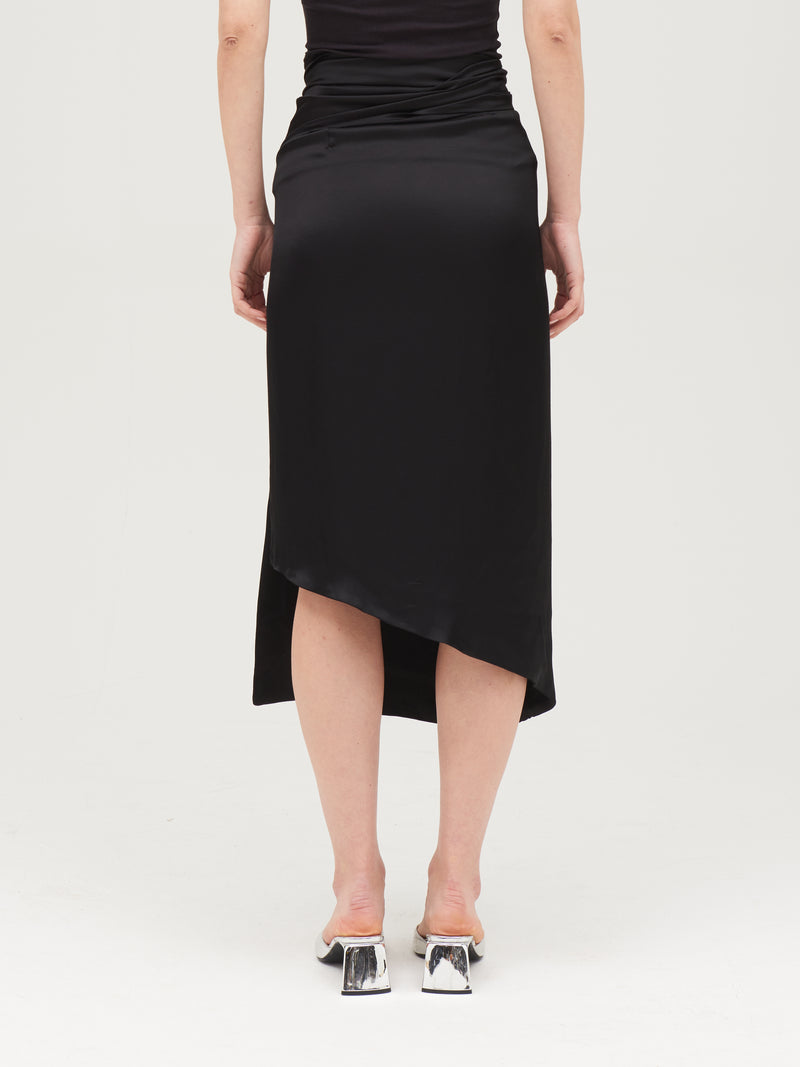 TOWEL SKIRT SATIN BLACK