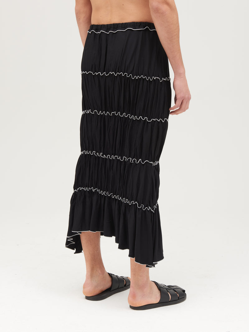 SKIRT WITH STRINGS BLACK