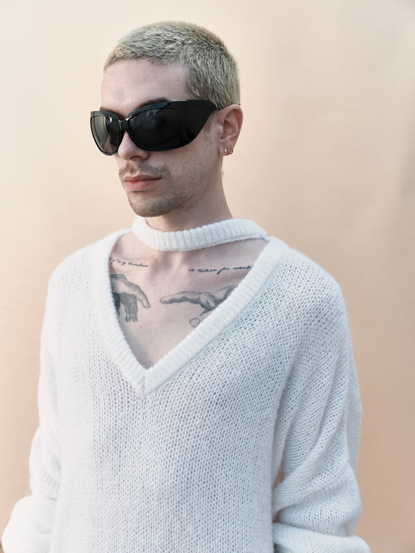 PULLOVER CUT OUT BIANCO