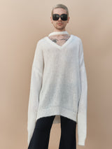 PULLOVER CUT OUT BIANCO