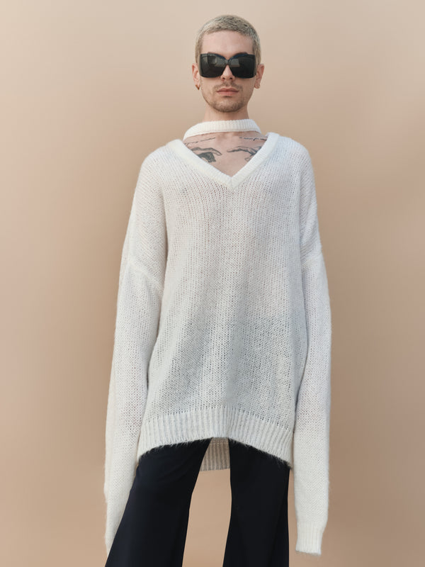 PULLOVER CUT OUT BIANCO