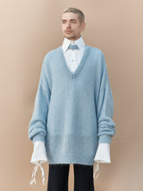 MAXI PULLOVER CUT OUT AZZURRO