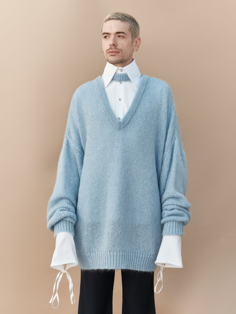 MAXI CUT OUT PULLOVER LIGHT BLUE - GS55