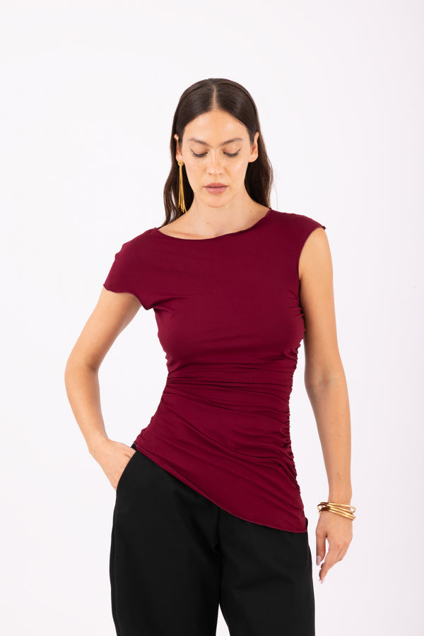 ASYMMETRIC TOP BURGUNDY