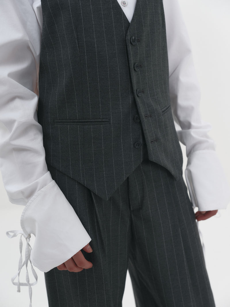 DOUBLE COLOR VEST GREY PINSTRIPED/BUTTER - GS19